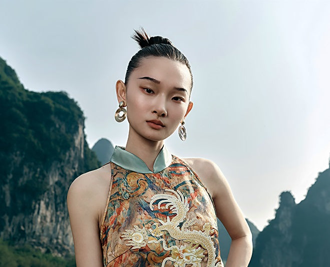 HECO Chinese Retro Mural Golden Dragon Embroidered Vest Top - ERIKA.