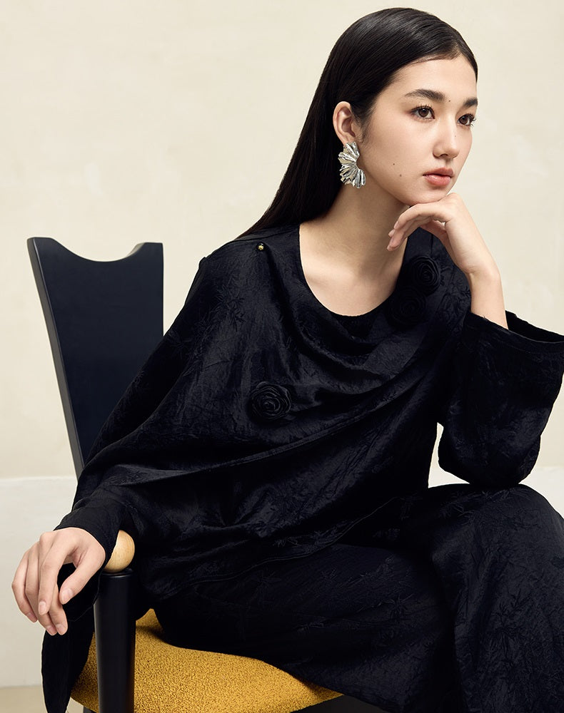 HECO Acetate texture Handmade Rose Top Women - DARK.