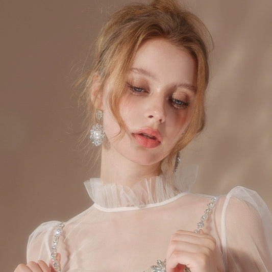 Wardrobes by Chen Luxury Pearl Chain Retro Chic Earrings-Pearl