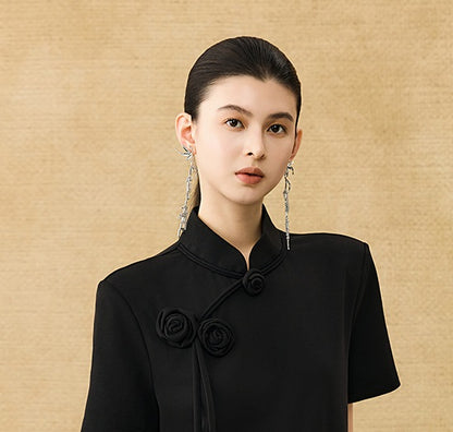 HECO Chinese Handmade Rose Tassel Short Sleeve T-Shirt  - GRADE.