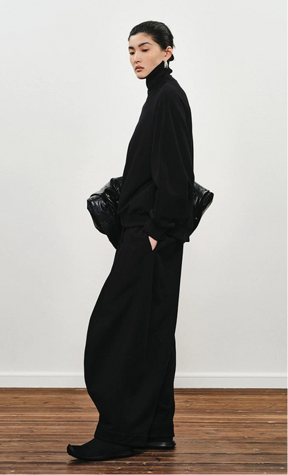 ZHUCHONGYUN High Neck Loose pant and Sweatshirt outfit set -MATOU.