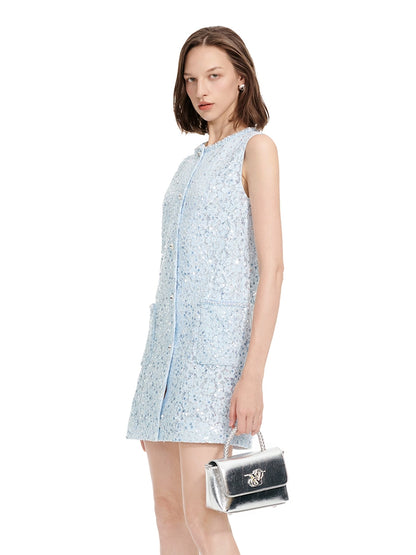 YES BY YESIR | Ye Qians Sequin-Laced Sleeveless Dress -LUMARIA.