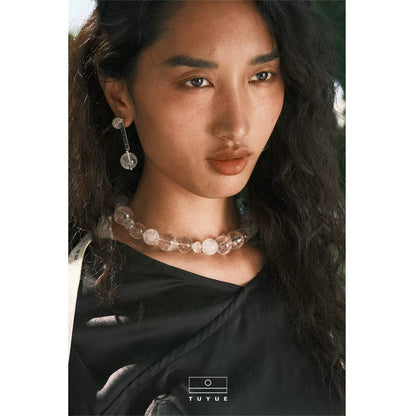 TUYUE natural white crystal hierarchical necklace- JOHN