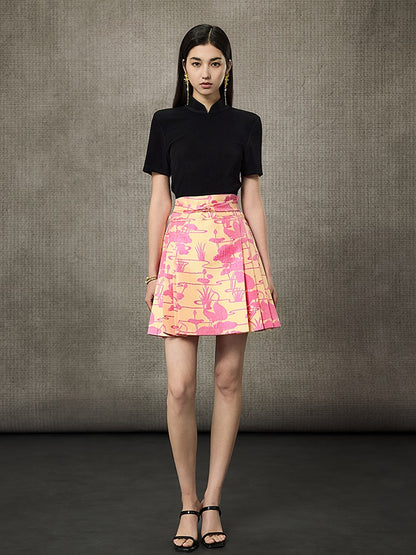 HECO Disc Button Acetate Knit Drop Neck T-Shirt - ROMAN.