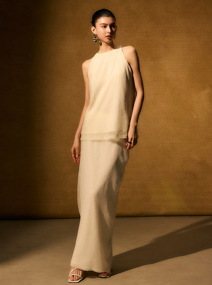 HECO Chinese style wrinkle elastic age-reducing temperament Skirt- ELLA.