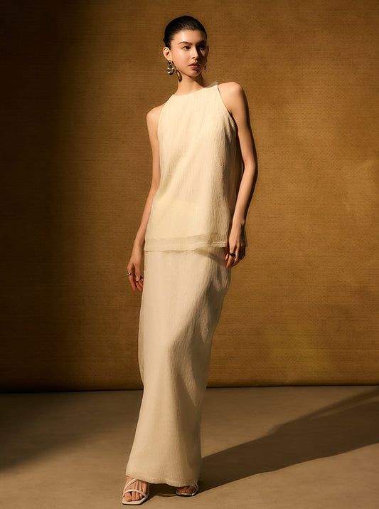 HECO Chinese style wrinkle elastic age-reducing temperament Skirt- ELLA.