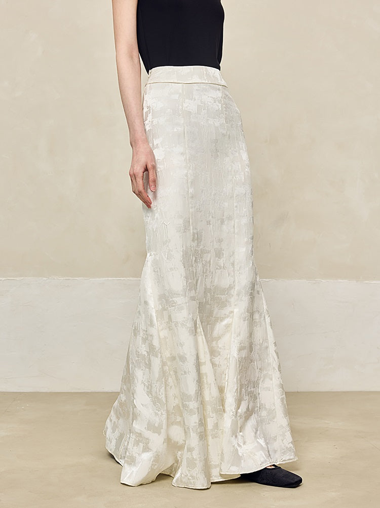 HECO Jacquard Fishtail High Waist Red Purple White Skirt Women - GRAVITY.