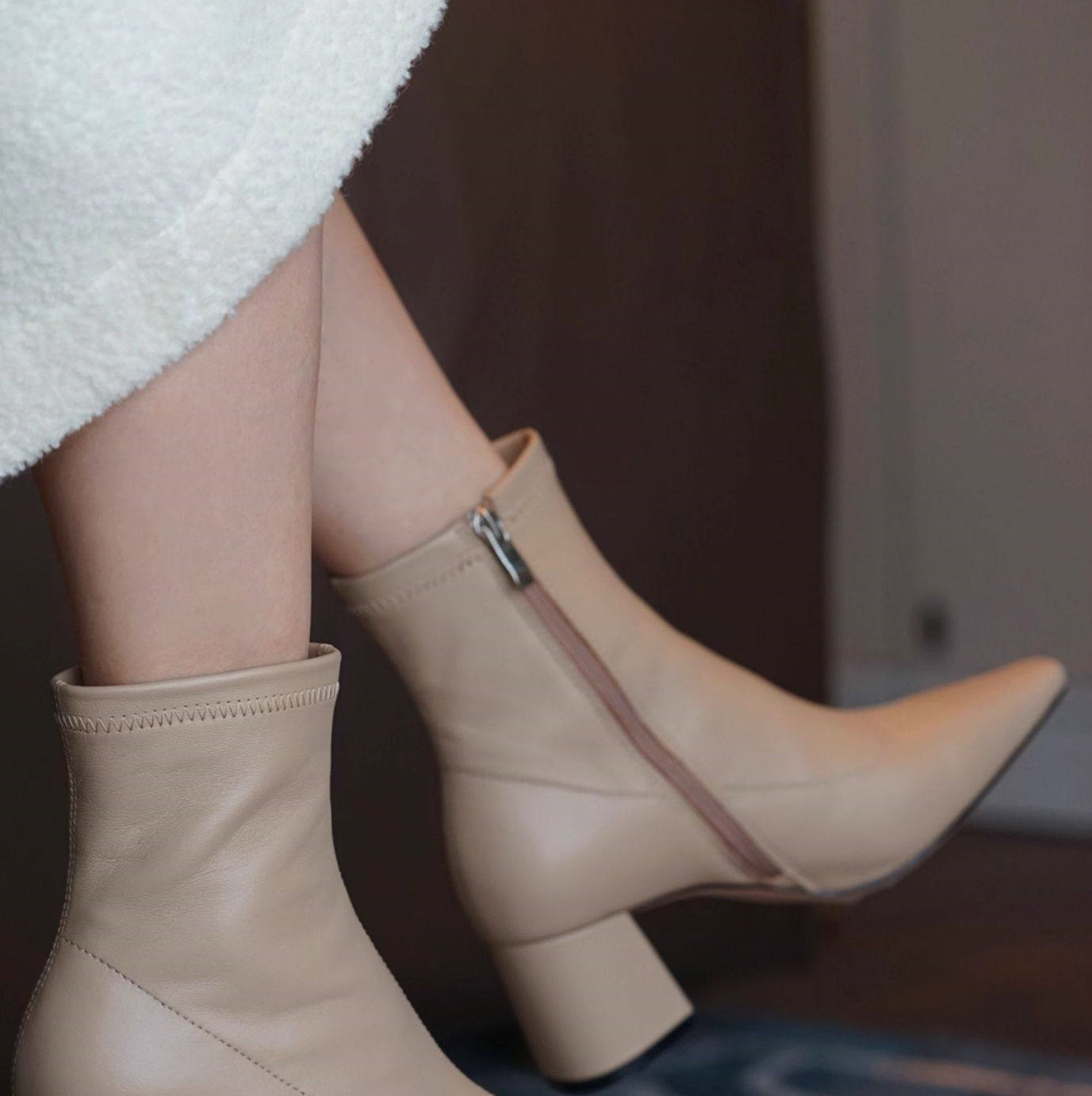 B-FEI Vintage square toe thick heel boots-PARTE.