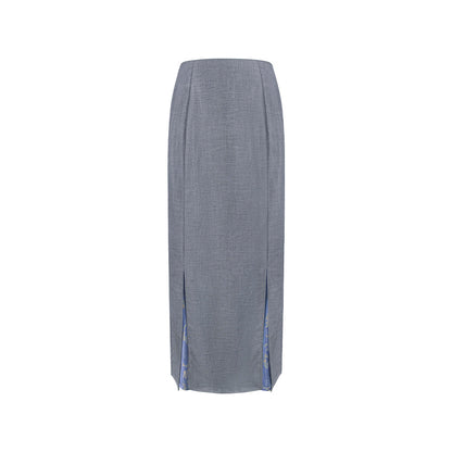 TUYUE  Black Slim Slit Jacquard Skirt- SOKKA.