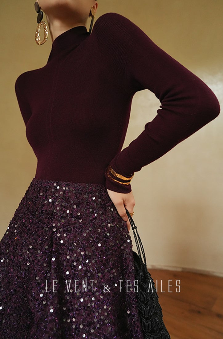 LE VENT&TES AILES seamless Yangtze yarn wool high-neck knit turtle neck-FEY