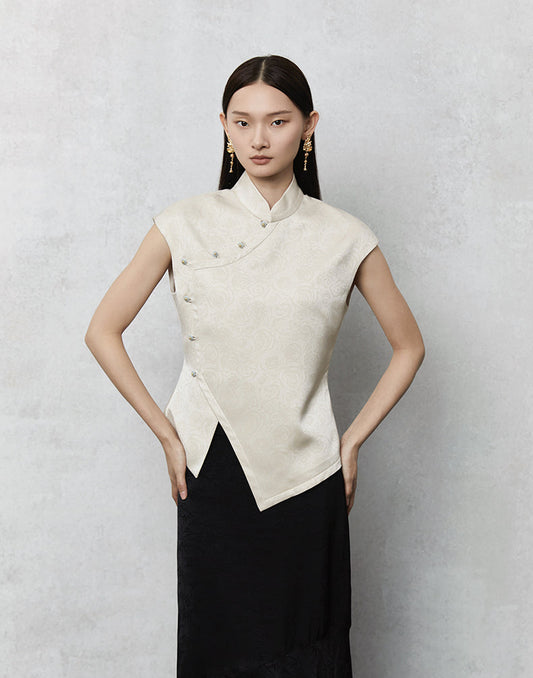 HECO Stand Collar Irregular Sleeveless Top Women - saved.