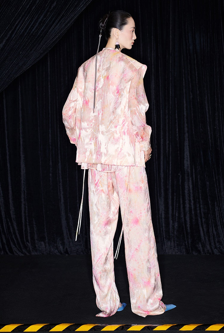 M essential Mackay designer iridescence crepe workshop raffia multi-floral gilet - STEPH.