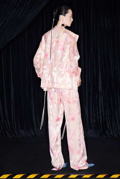 M essential Mackay designer iridescence crepe workshop raffia multi-floral gilet - STEPH.