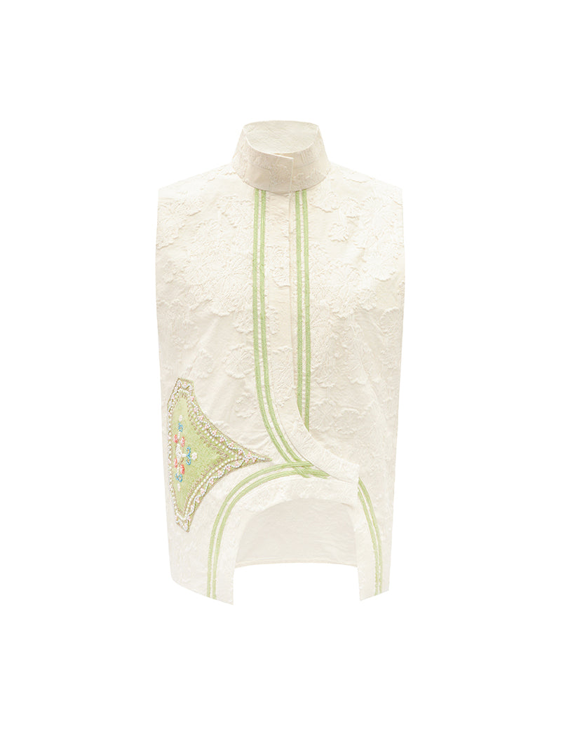 M essential Mackay designer lace embroidered stand-up collar waistcoat top pants set -  Tloe