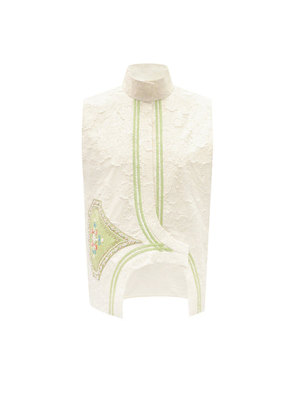 M essential Mackay designer lace embroidered stand-up collar waistcoat top pants set -  Tloe