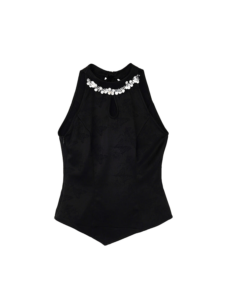 HECO Hollow Lace Temperament Off-the-shoulder Vest- WHOLE.