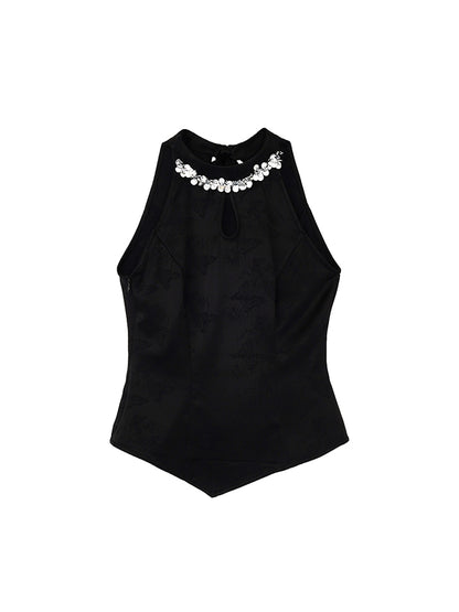 HECO Hollow Lace Temperament Off-the-shoulder Vest- WHOLE.