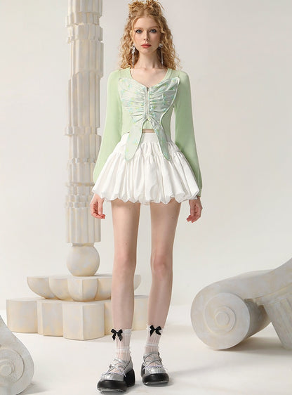 CHECOCRE Beautiful Three-dimensional Jacquard Butterfly Pullover Sweet Crop Top - ELLIE