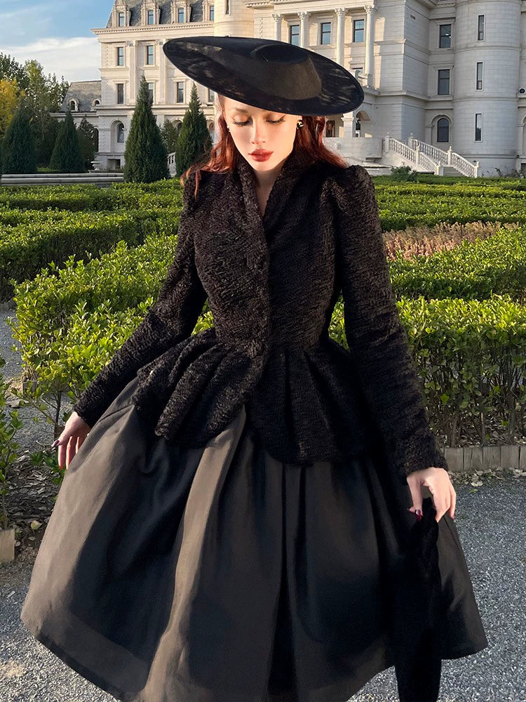 Le Palais Vintage puff sleeve wool roll slim fit jacket-JIMP