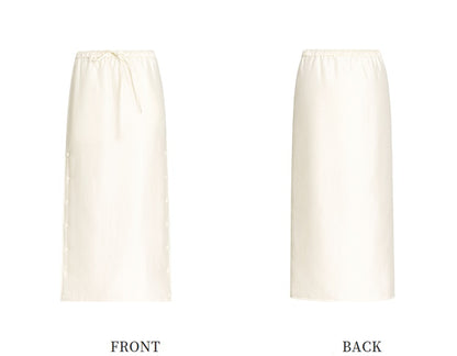 ZHUCHONGYUN midi cotton skirt with side button detailing and a drawstring waist-SEZA.