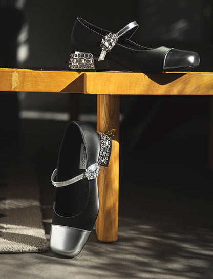 SHOESZOOO Maryjane Leather Square-toe Block Heels - PLIANT.