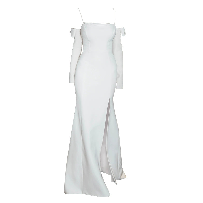 GOUDIN bridal light luxury white evening dress-PIPER.