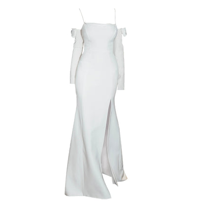 GOUDIN bridal light luxury white evening dress-PIPER.
