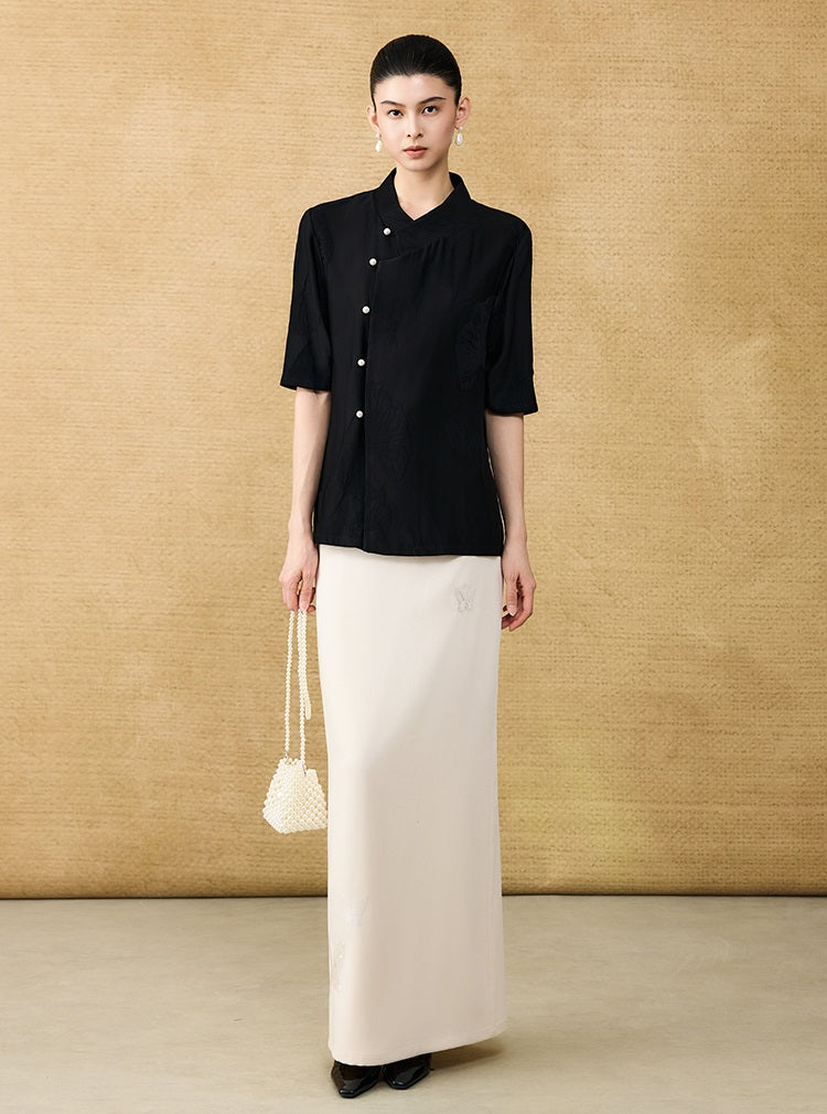 HECO Chinese butterfly bead embroidered slimming straight skirt - POLY.