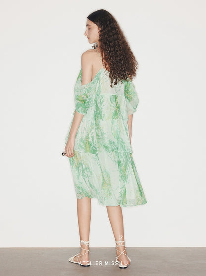 ATELIER MISS LU layered panelled off-the-shoulder slip dress - MICAH