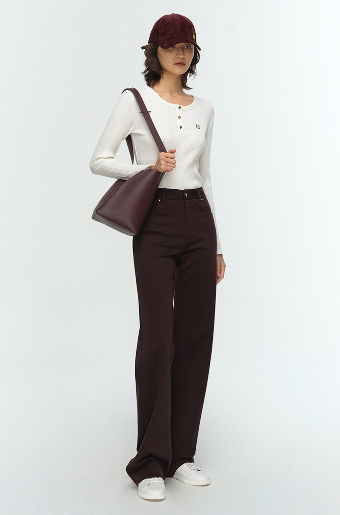 COMME MOI Lu Yan designer new women's Henry collar wool base T-shirt - PRIDE.