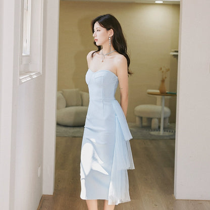 DOLLY Elegant Sleeveless Off Shoulder Backless Knitted Dinner Dress-URIEL