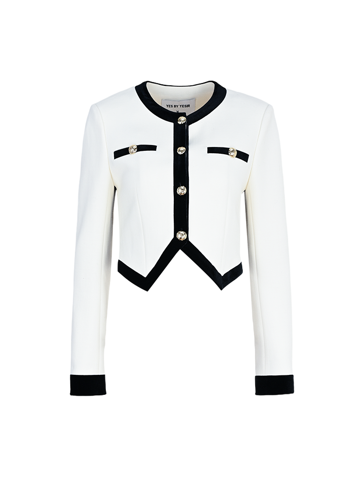 YES BY YESIR Luxury Contrast Short Jacket and Pant Set - CIRCLE.