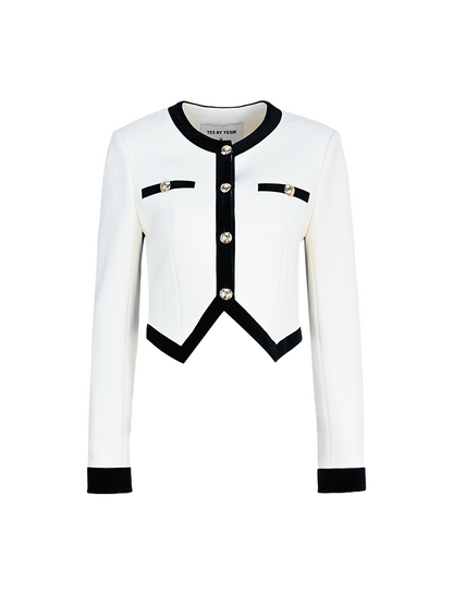 YES BY YESIR Luxury Contrast Short Jacket and Pant Set - CIRCLE.