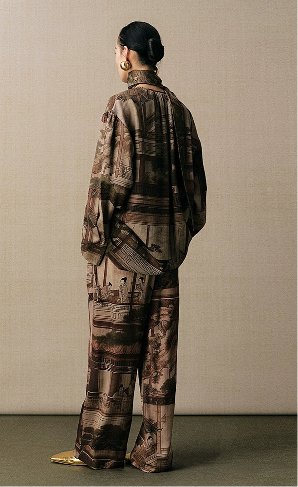 ZHUCHONGYUN landscape print loose straight shirt top-APATEU.