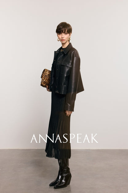 ANNASPEAK brand environmentally friendly leather silhouette jacket-LOXY.