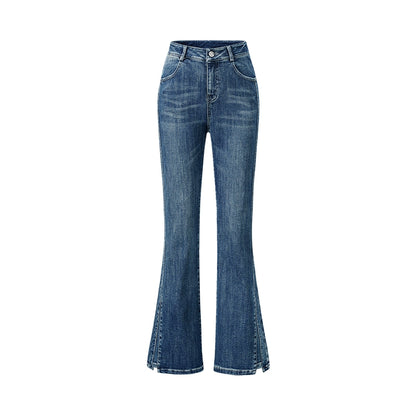 CHICHY High Street Retro Bootcut Blue High-Waisted Length Pants-LEXI