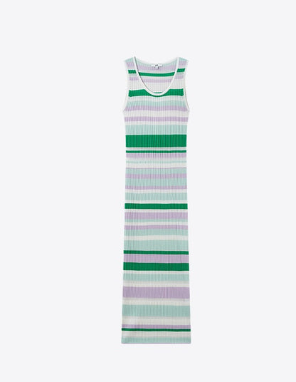 COMME MOI  summer colorful striped skinny wool knit dress - HARPER.