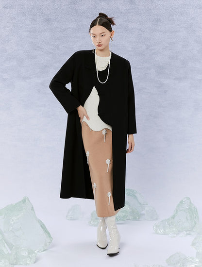 HECO Black white coffee Raccoon Fleece Wool Knitwear Sweater Women - side.