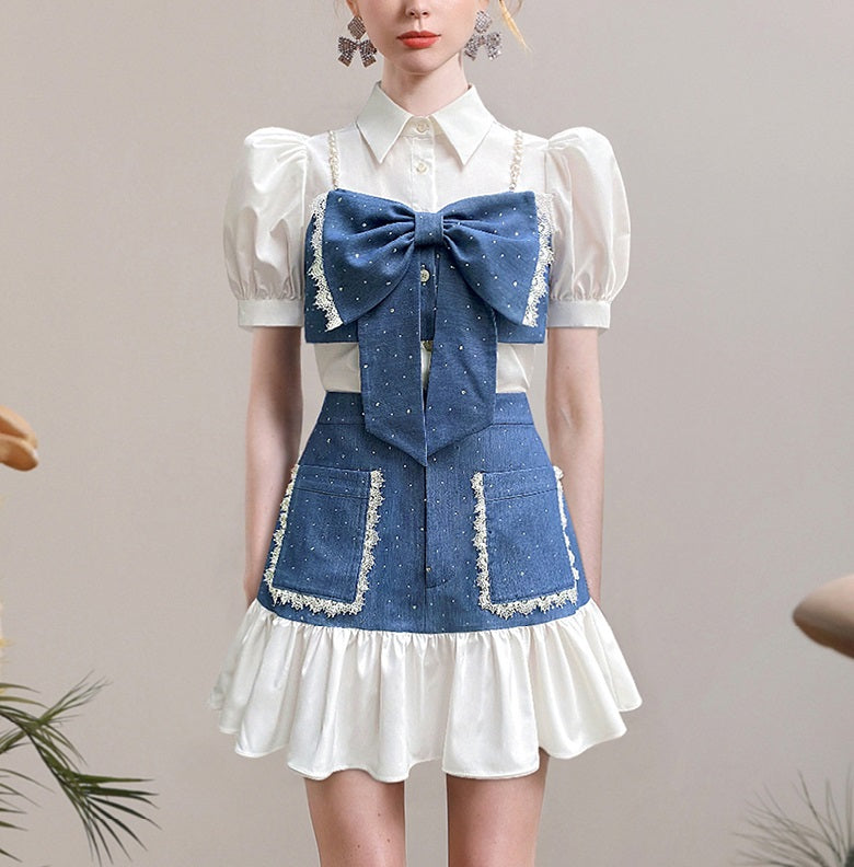 CHECOCRE Chic Bead Chain Puff Sleeve Backless Top - CHANCE