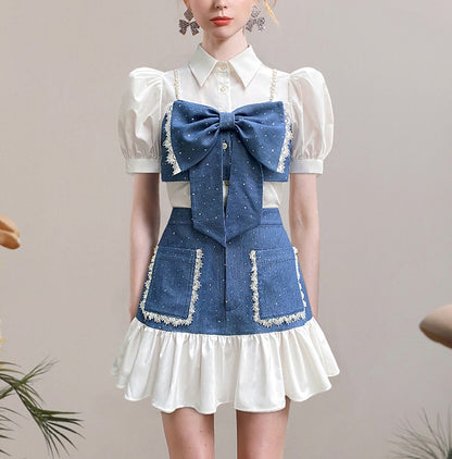 CHECOCRE Chic Bead Chain Puff Sleeve Backless Top - CHANCE