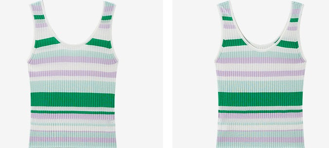 COMME MOI  summer colorful striped skinny wool knit vest top - HAZEL.