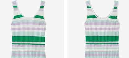 COMME MOI  summer colorful striped skinny wool knit vest top - HAZEL.