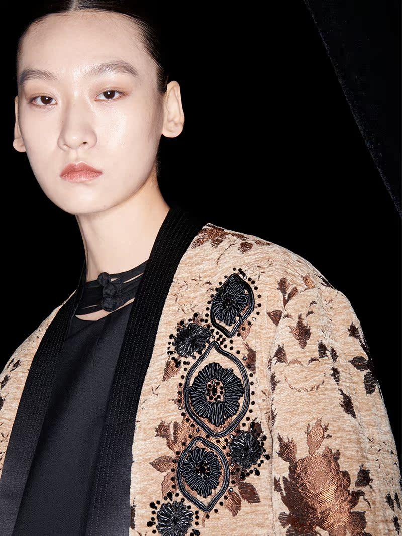 M essential Mackay designer Drop coffee jacquard crochet embroidered  jacket - stans apere