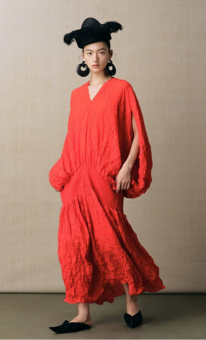 ZHUCHONGYUN  minimalist wrinkled long dress-ARIAH.
