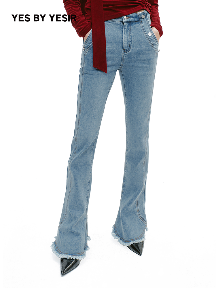 YES BY YESIR Six-Button Horseshoe Bootcut Jeans - COLLIDE.