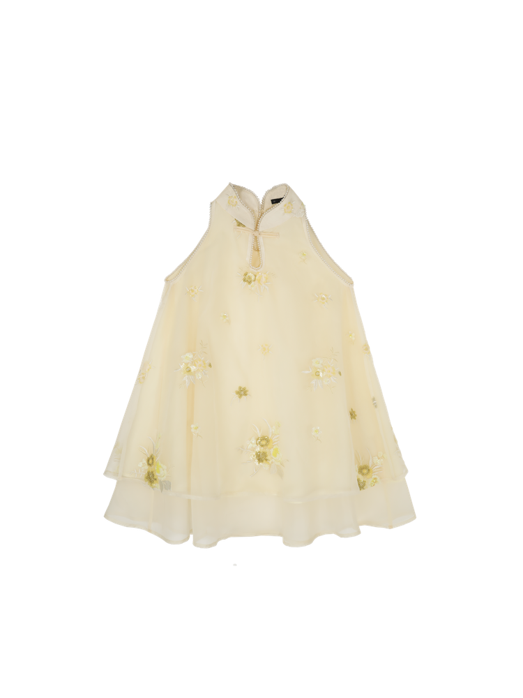 HECO Chinese double-layer tulle flesh covering elastic ballet style vest two-piece - LEVI.