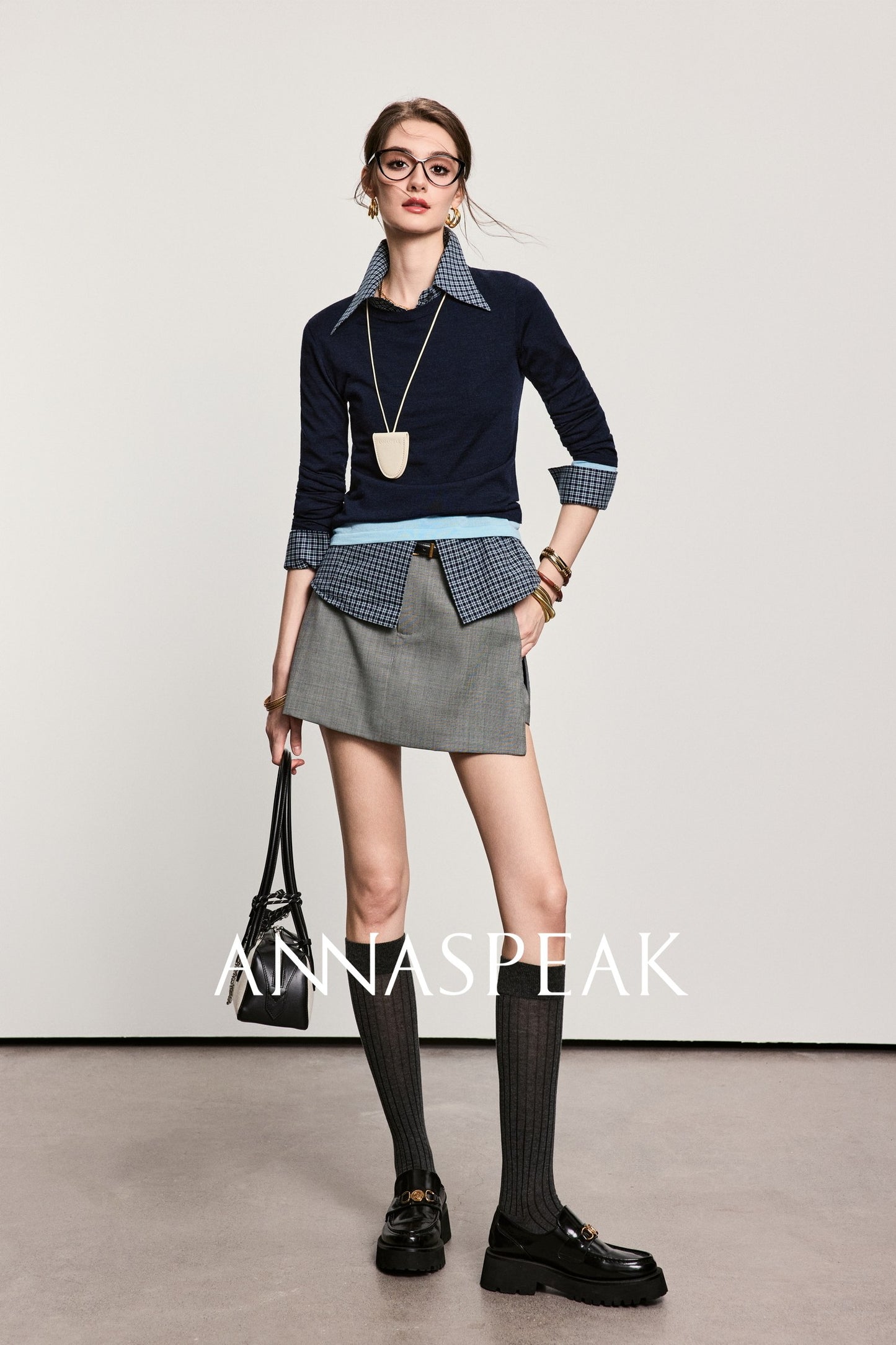 ANNASPEAK fake two pieces wool knit-LIAM.