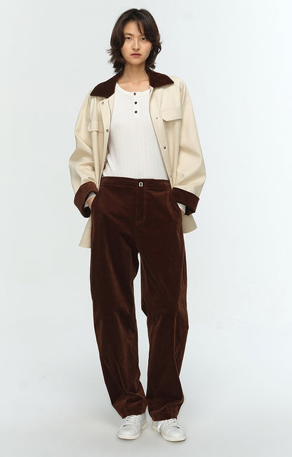 COMME MOI Lu Yan designer new women's contrasting corduroy cargo jacket - FLINCH.