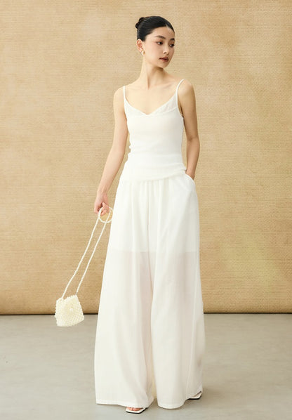 HECO Acetate High Waist Wide-leg Pants - TREY.