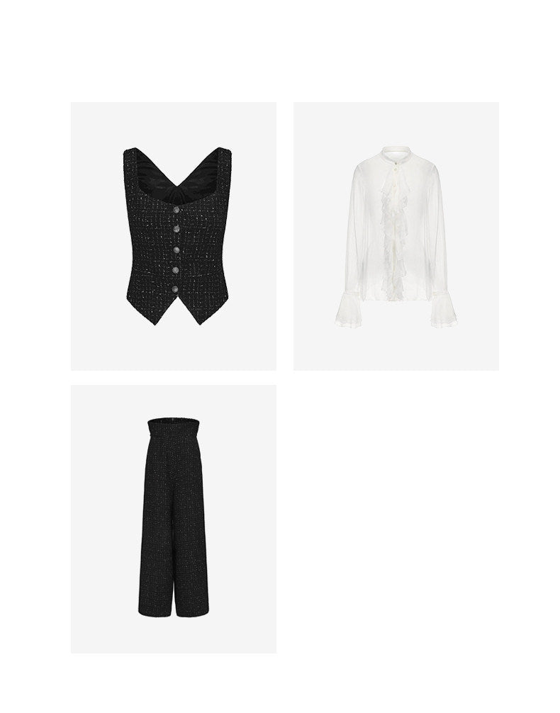 ATELIER MISS LU French Tweed Cropped Vest Top - MAKER